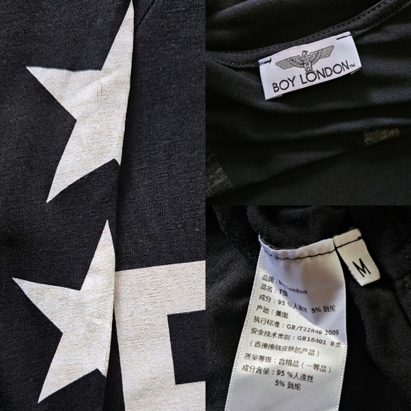 BOY London Black & White Logo Graphic Dolman Sleeve Blouse Size Medium - Picture 8 of 9